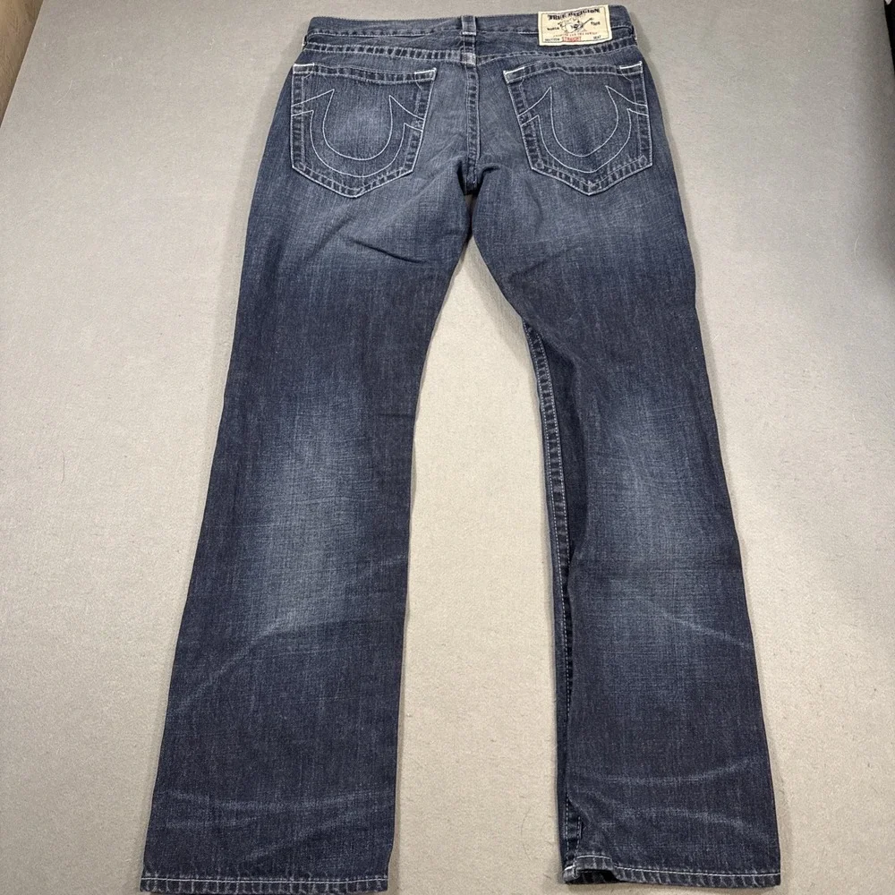 True Religion Super QT Straight NAT SN Jeans Pockets Heavy Stitch WHISKERING